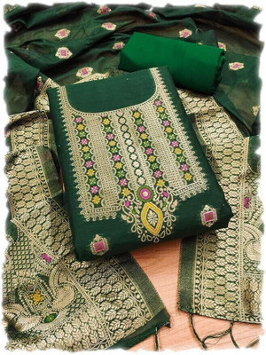 MAPRI Chanderi Embroidered Salwar Suit Material