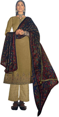 DRAVINAM Trends Wool Embroidered Salwar Suit Material