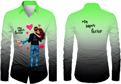 VMENTERPRISE Men Printed Casual Green Shirt