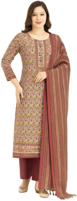 Rosaniya Wool Floral Print Salwar Suit Material