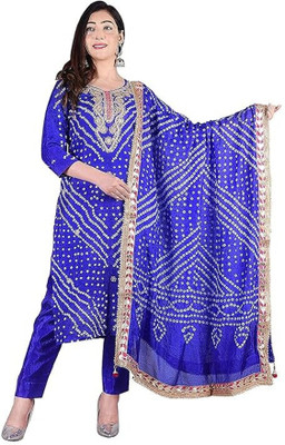 TMT HUB Art Silk Geometric Print Kurta & Palazzo Material