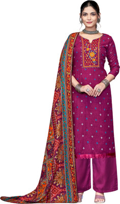 IndiaCarvan Wool Embroidered Salwar Suit Material