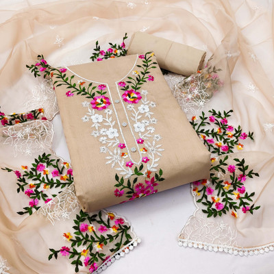 Tasrika Chanderi Embroidered Salwar Suit Material