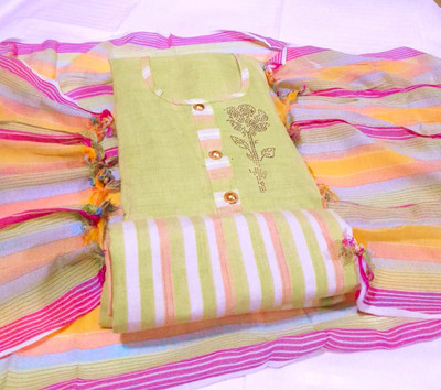 Bombay Heights Pure Cotton Striped Salwar Suit Material