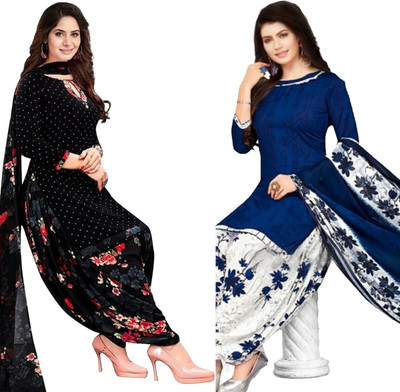 ASCREATION Crepe Printed Salwar Suit Material