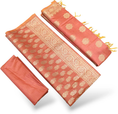 Pahnawa handloom silk Cotton Silk Self Design Salwar Suit Material