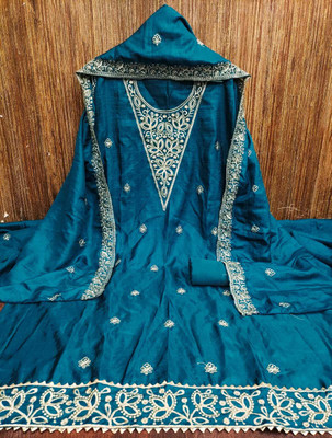 NIDHI'S FASHION Chanderi Embroidered Salwar Suit Material