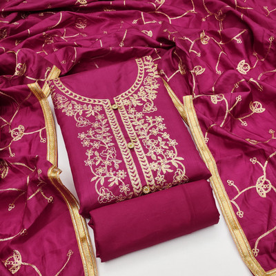 HouseOfCommon Silk Blend Embroidered Salwar Suit Material