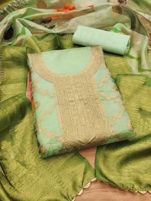 PANZORA Jacquard Embroidered Salwar Suit Material