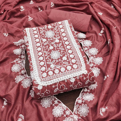 AALSHOP Pure Cotton Embroidered Salwar Suit Material
