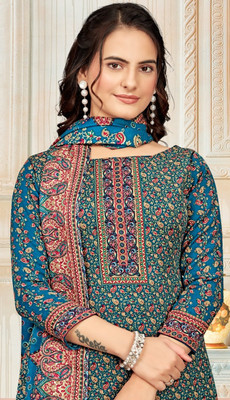 DRAVINAM Trends Wool Embroidered Salwar Suit Material