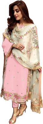KAPANKU Georgette Embroidered Gown/Anarkali Kurta & Bottom Material