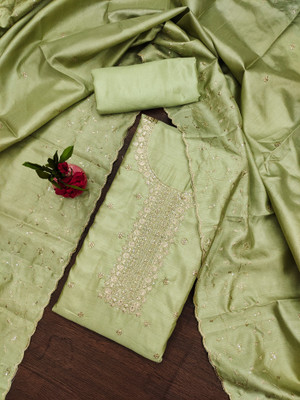 M FASHION Cotton Blend Embroidered Salwar Suit Material