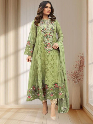 Amit Georgette Dyed, Embroidered, Embellished, Self Design Salwar Suit Material