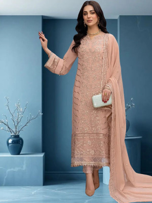 Amit Georgette Dyed, Embroidered, Embellished, Self Design Salwar Suit Material