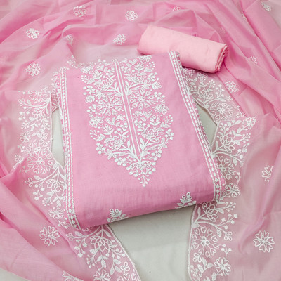 manvaa Cotton Blend Embellished Salwar Suit Material