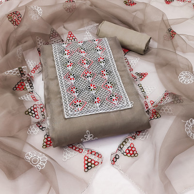 manvaa Organza Embroidered Salwar Suit Material