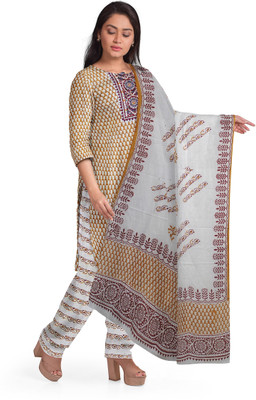 Garvi Gurjari Pure Cotton Floral Print Salwar Suit Material