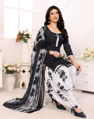 ALISENTERPRISES Crepe Floral Print Salwar Suit Material