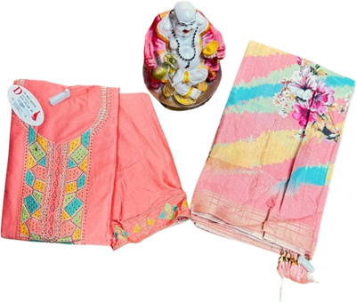 PalSaree Cotton Blend Embroidered Multipurpose Running Fabric