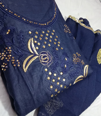 Omkar Traders Cotton Blend Embroidered Salwar Suit Material