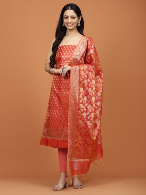 Meena Bazaar Chanderi Floral Print Salwar Suit Material