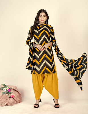 ANAND Crepe Printed Kurta & Patiyala Material