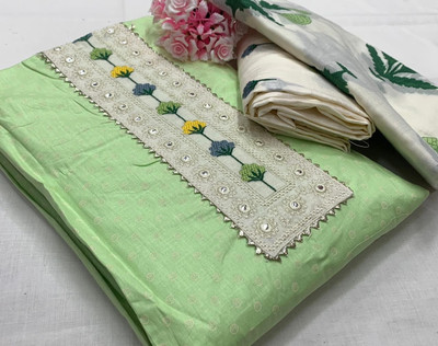 Vinayak fashoin Pure Cotton Embroidered, Floral Print Salwar Suit Material