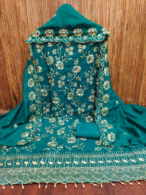 NIDHI'S FASHION Silk Blend Embroidered Salwar Suit Material