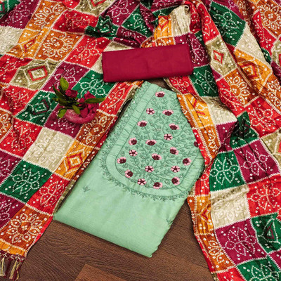 Peachmode Cotton Blend Embroidered Salwar Suit Material