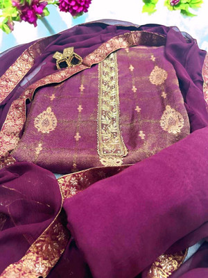 Hiti Creations Art Silk Embroidered Salwar Suit Material