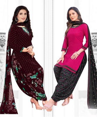 THIRA Crepe Solid, Printed Salwar Suit Material