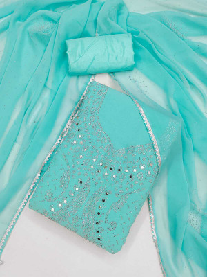 ALSHOP Georgette Embellished Salwar Suit Material