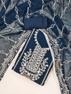 PANZORA Georgette Embroidered Kurta & Patiyala Material