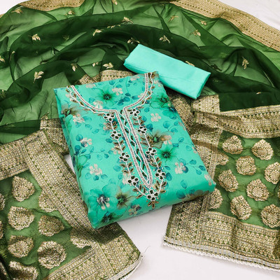 Divastri Silk Blend Floral Print Salwar Suit Material