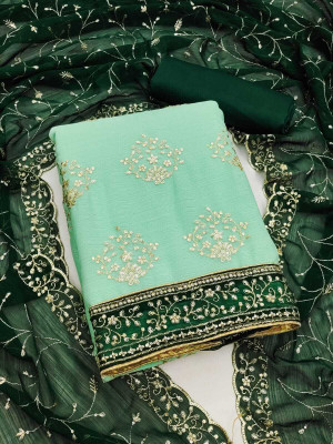 HOUSEEOFCOMMON Silk Blend Embroidered Salwar Suit Material