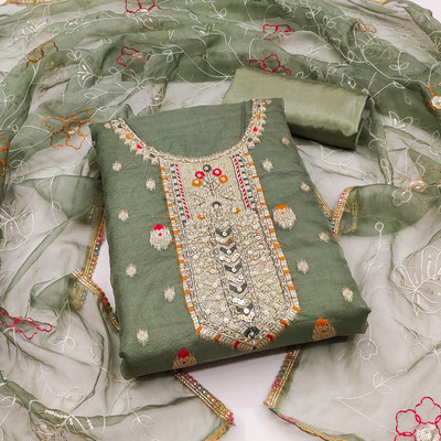 manvaa Organza Embellished Salwar Suit Material