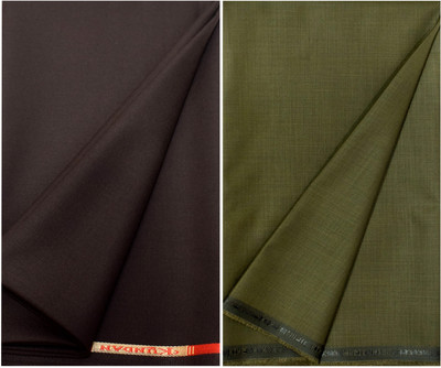 KUNDAN SULZ GWALIOR Cotton Blend Solid, Self Design Shirt & Trouser Fabric
