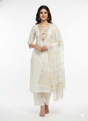 rajgharan nx Chanderi Embroidered Salwar Suit Material