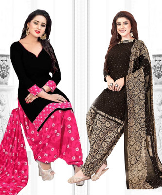 Aumki Crepe Floral Print Salwar Suit Material
