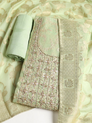 Meena Bazaar Chanderi Embroidered Salwar Suit Material