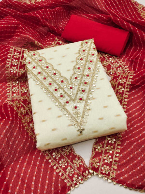 NEWHLSILKMILLS Pure Cotton Embroidered Salwar Suit Material