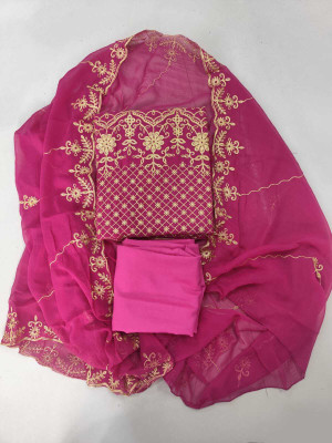 STYLEFLORA Georgette Embroidered Salwar Suit Material