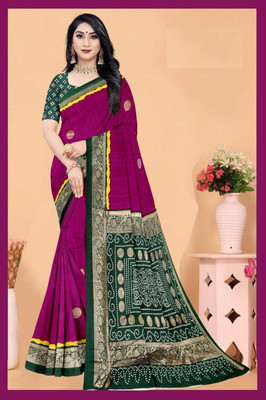 DHYEY CREATION Silk Blend Printed Blouse Material