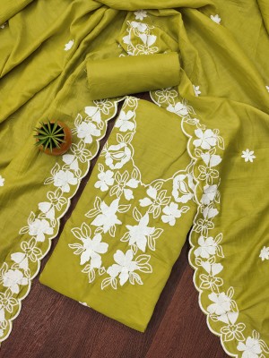 manvaa Cotton Blend Embroidered Salwar Suit Material