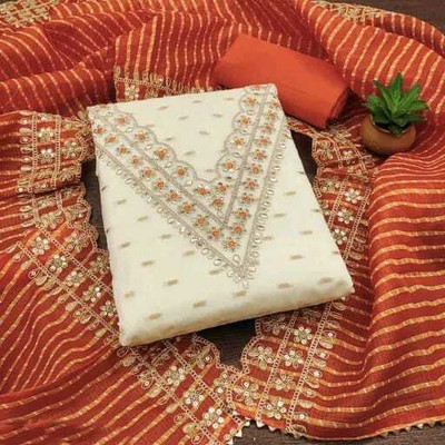HE VAHLA Chanderi Embroidered Salwar Suit Material