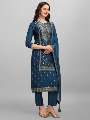 SARVAH Art Silk Self Design Salwar Suit Material