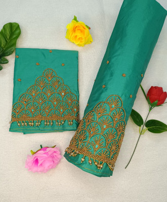 SM FASHION Silk Blend Embroidered Blouse Material