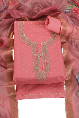 Tavas Chanderi Embroidered Salwar Suit Material