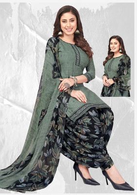 ANJAVI FASHION Crepe Solid, Floral Print, Printed, Geometric Print Salwar Suit Material